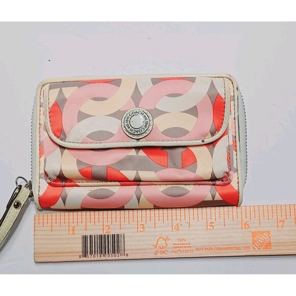 Coach Women's Poppy ikat Multicolor Zip Around Wallet Wristlet - Picture 6 of 12